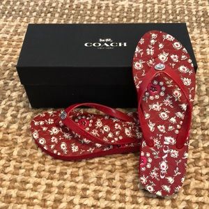 🆕 Red Coach flip flops- new with box
